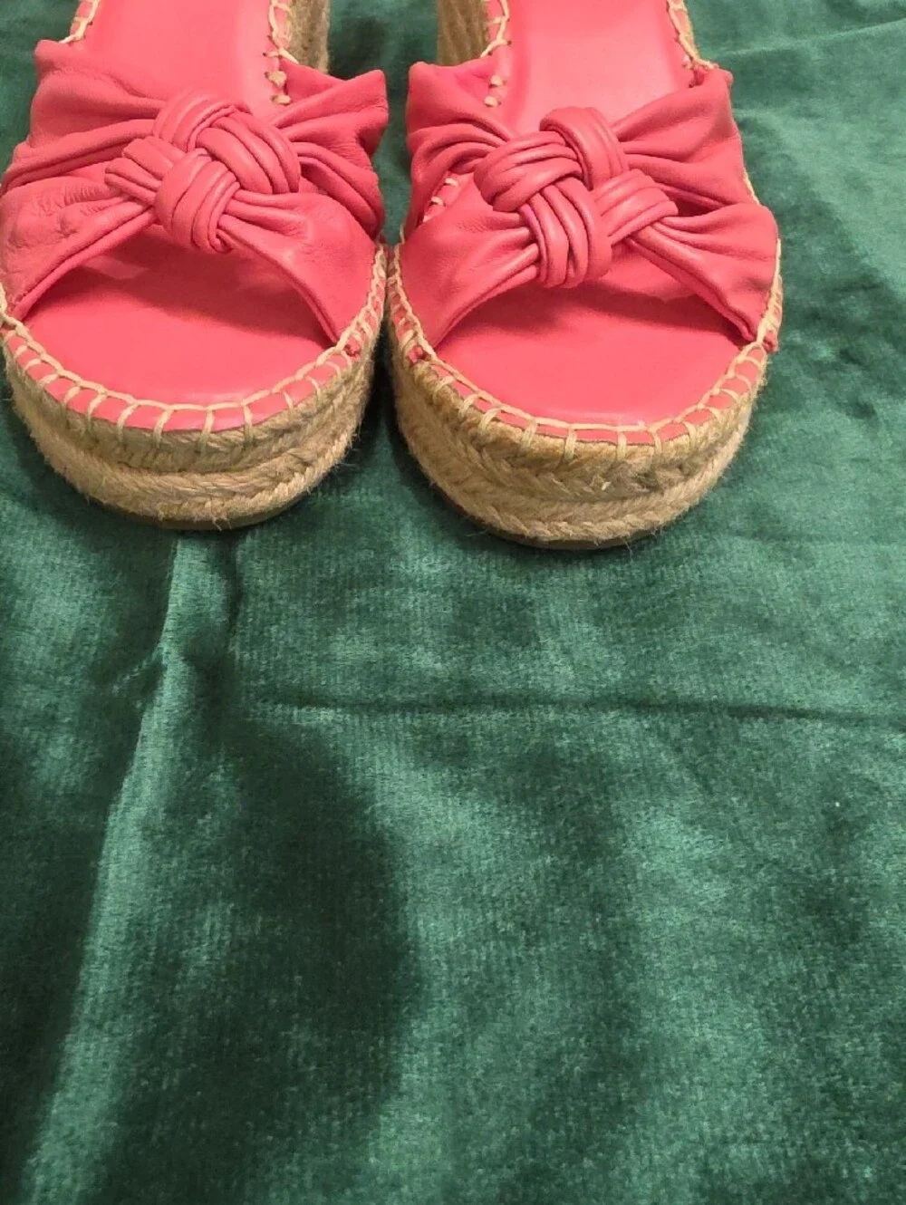 Franco Sarto Clementine Strawberry-Pink Knot Espadrille Wedge Sandals - Size 5.5